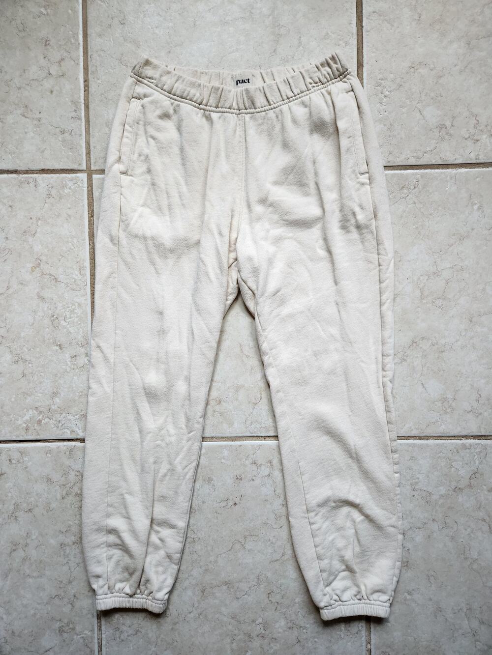 Pact Organic Cotton Jogger Sweatpants M Cream Off White Lounge